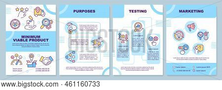 Minimum Viable Product Blue Brochure Template. Business. Leaflet Design With Linear Icons. Editable 