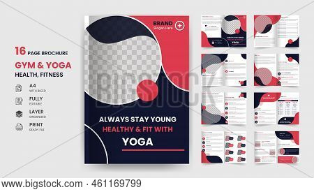 16 Page Gym Yoga Health & Fitness Company Brochure Design