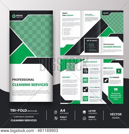 Tri-fold Cleaning Service Creative Business Company Brochure Design