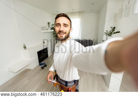 Good Day Mood Build Builder Construction Constructor Engineer Workman Repairman Concept. Close Up Ph