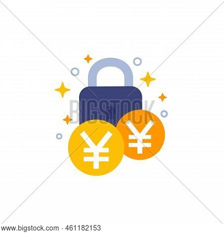 Fixed Cost Or Price Icon With Yuan, Vector