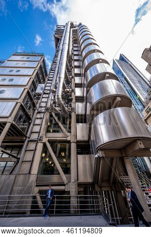 London, England - August 25, 2022: The Lloyds Of London Building Also Known As 52 Lime Street In The