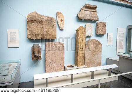 London, Uk - August 19, 2022: Exhibits Inside The Famous British Muesum In London.