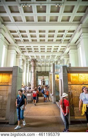 London, Uk - August 19, 2022: Egyptian Exhibits Inside The Famous British Muesum In London.