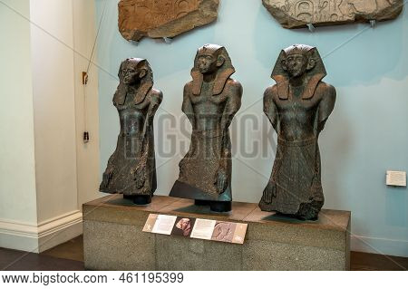 London, Uk - August 19, 2022: Egyptian Exhibits Inside The Famous British Muesum In London.