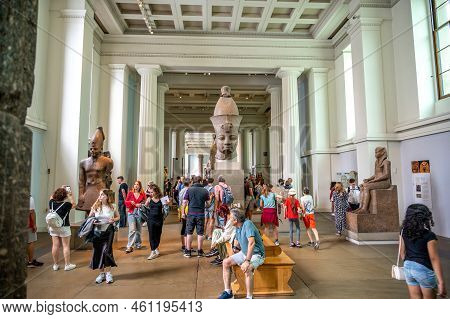 London, Uk - August 19, 2022: Egyptian Exhibits Inside The Famous British Muesum In London.