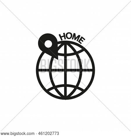 Globe House Pin. Business Concept. Vector Illustration. Stock Image.
