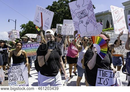 Montgomery, Alabama, Usa - July 4, 2022:  Protesters Marched In Downtown Montgomery In Support Of Wo