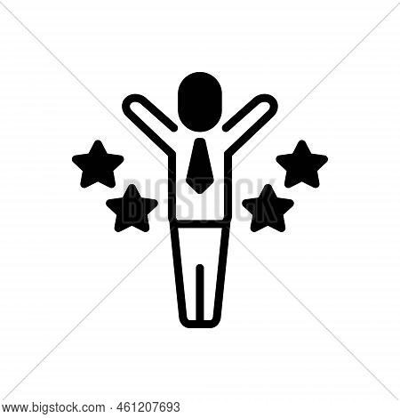Black Solid Icon For Motivated Induce Confident Achievement Ambitions Inspiration Best Superiority