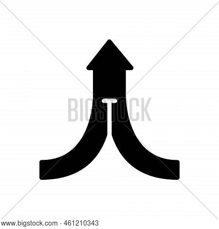 Black Solid Icon For Merge Road Street Arrow Way Path Meet Join Converge Unification Collaboration D