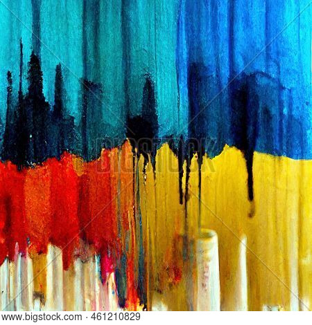 Ink Paint. Closeup Of The Painting. Colorful Abstract Painting Background
