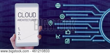 Conceptual Display Cloud Architecturesvarious Engineered Databases Softwares Applications. Business 