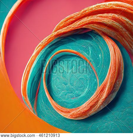 Orange, Pink And Turquoise Colored Swirls Form Colorful Neon Lines Background