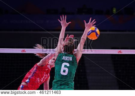 Ankara, Turkiye - June 03, 2022: Paskova Miroslava In Action During Serbia Vs Bulgaria Vnl Pool Matc
