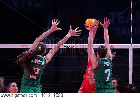 Ankara, Turkiye - June 03, 2022: Dimitrova Nasya And Kitipova Lora In Action During Serbia Vs Bulgar