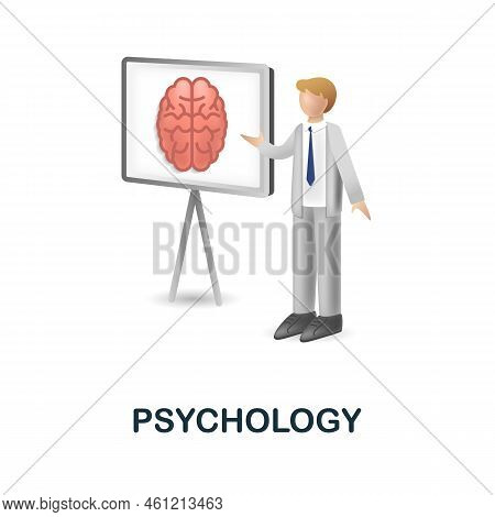 Psychology Icon. 3d Illustration From Brain Procces Collection. Creative Psychology 3d Icon For Web 
