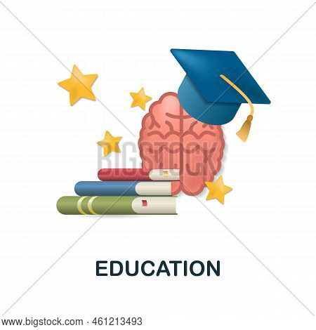 Education Icon. 3d Illustration From Brain Procces Collection. Creative Education 3d Icon For Web De