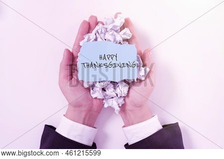Handwriting Text Happy Thanksgivingharvest Festival National Holiday Celebrated In November. Busines