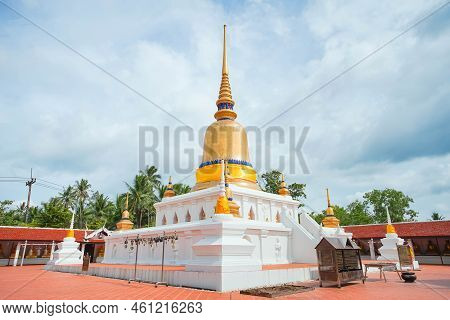 The Famous Temple Phra That Sawi, One Of Travel Destinations In Chumphon, Thailand.
