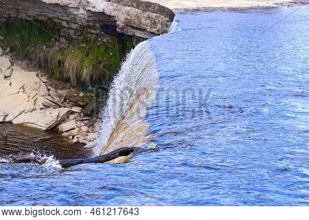 Waterfall In Estonia. Jagala The Highest Natural Cascade In Estonia. Close Up