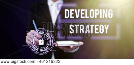 Sign Displaying Developing Strategyorganizations Process Changes To Reach Objectives. Word For Organ