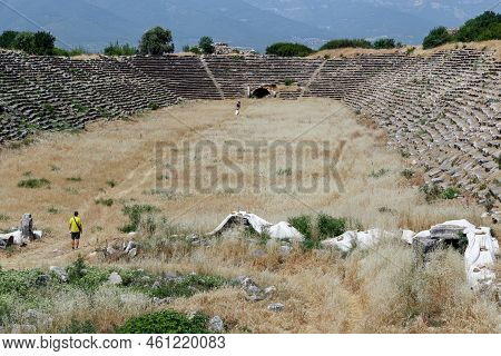 Geyre, Turkey - May 30, 2021: This Is A Preserved Stadium In The Ruins Of Ancient Hellenic Aphrodisi
