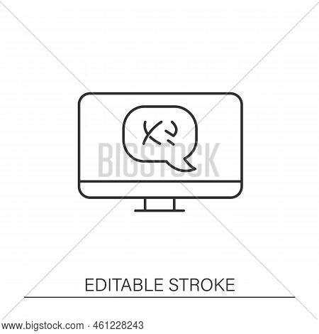 Computer Line Icon. Linguistic Sections. Learning Foreign Languages By Computer. Linguistic Science 