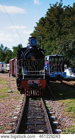 Kyiv, Ukraine-august 21, 2022:front View Of Vintage Steam Train Locomotive Type Gr-336. Diesel Locom