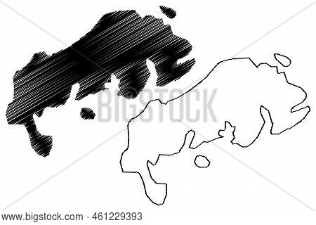 Pate Island (republic Of Kenya, Indian Ocean, Lamu Archipelago) Map Vector Illustration, Scribble Sk