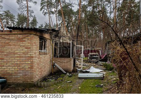 Irpin, Kyev Region Ukraine - 09.04.2022: Cities Of Ukraine After The Russian Occupation. Destroyed B
