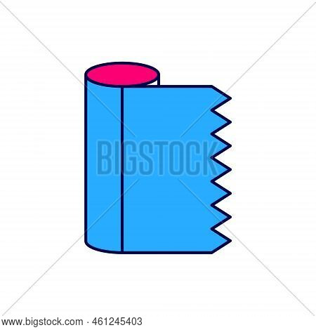Filled Outline Textile Fabric Roll Icon Isolated On White Background. Roll, Mat, Rug, Cloth, Carpet 