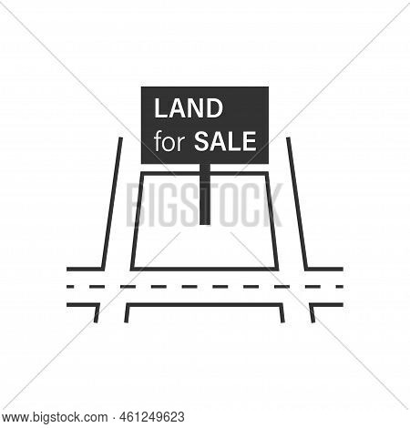 Land For Sale Vector Icon. That Tract Of Land For Owned, Sale, Development, Rent, Buy