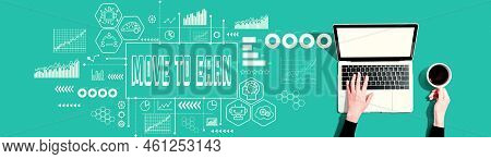 Move To Earn Theme With Person Using A Laptop Computer