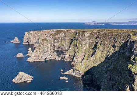 Aerial View Of The Cliffs Near The Lighthouse On The Island Of Arranmore In County Donegal, Ireland