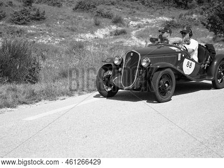 Fiat 508 S Balilla Coppa D Oro 1934 On An Old Racing Car In Rally Mille Miglia 2022 The Famous Itali