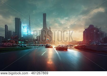 Future City Intelligent Vehicles Cars Communicating Ai Logistic