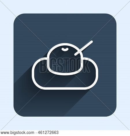 White Line Mochi Icon Isolated With Long Shadow Background. Japanese Traditional Weet Soft Dessert. 