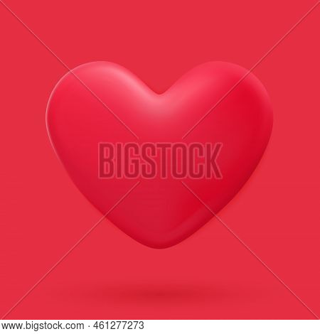 Hearts 3d Wallpaper. 3d Red Heart Vector Illustration. Valentines Day Poster. Romantic Banner. Symbo