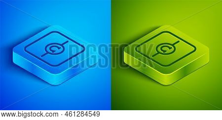Isometric Line Ohmmeter Icon Isolated On Blue And Green Background. Square Button. Vector