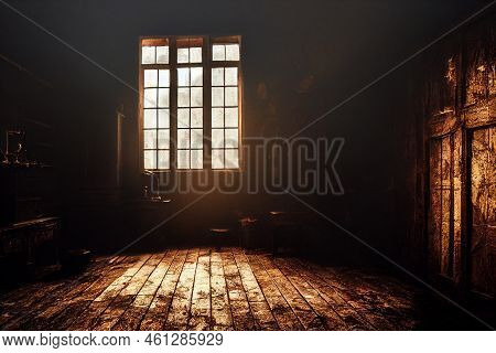 Inside Horror House Halloween Concept Background. Spooky Night wallpaper.