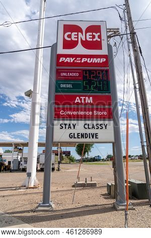 Glendive, Montana - July 22, 2022: Sign At A Cenex Gas Station Reads Stay Classy Glendive. Funny Sig