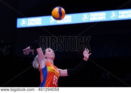 Ankara, Turkiye - June 05, 2022: Bongaerts Britt Serves During Serbia Vs Netherlands Vnl Pool Match 