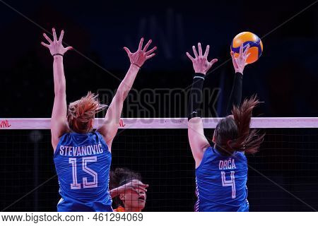 Ankara, Turkiye - June 05, 2022: Stevanovic Jovana And Drca Bojana In Action During Serbia Vs Nether
