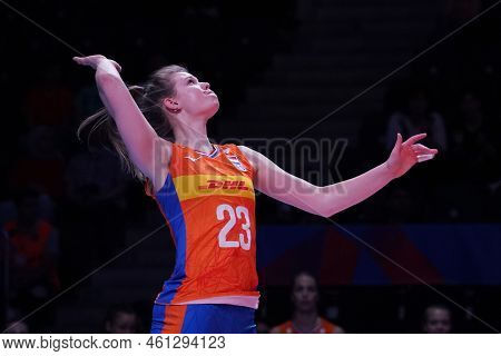 Ankara, Turkiye - June 05, 2022: Timmerman Eline Serves During Serbia Vs Netherlands Vnl Pool Match 