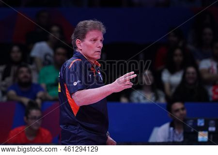 Ankara, Turkiye - June 05, 2022: Coach Avital Selinger In Serbia Vs Netherlands Vnl Pool Match In An