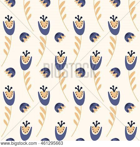 Cute Bell Flower Seamless Pattern, Bellflower Campanula Wild Flower