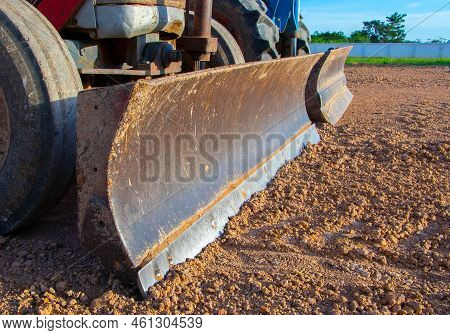 Close Up Plow Mount Of Tractor, Soil, Old Tractor