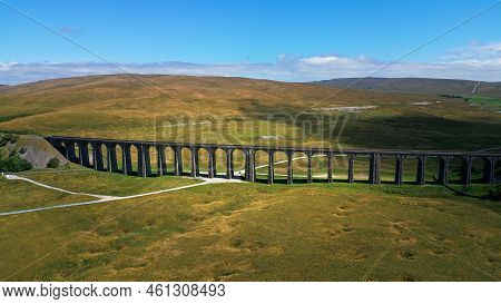 Impressive Ribblehead Viaduct At Yorkshire Dales National Park - Aerial View - Drone Photography