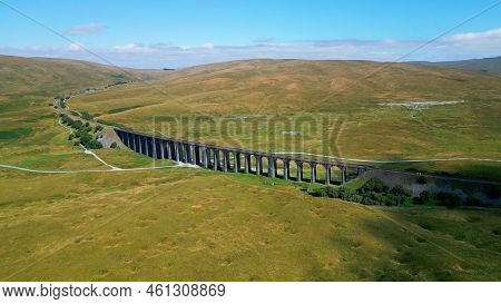 Impressive Ribblehead Viaduct At Yorkshire Dales National Park - Aerial View - Drone Photography