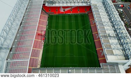 Anfield Stadium Of Fc Liverpool From Above - Aerial View - Liverpool, United Kingdom - August 16, 20
